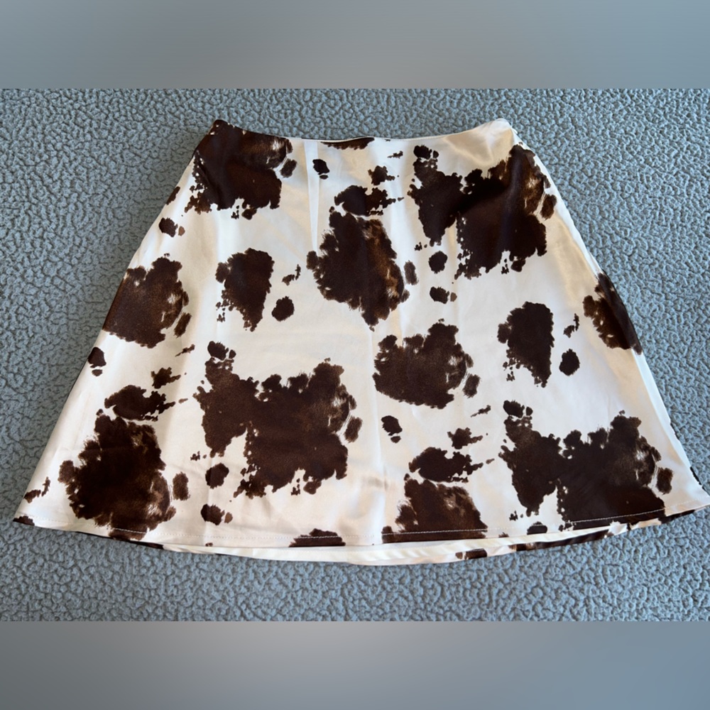LeLis Cow Print Satin Skirt